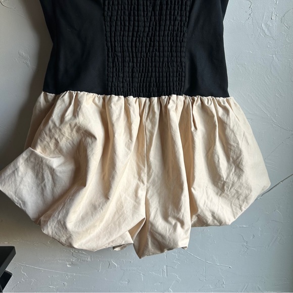 Maeve Bubble Hem Romper Tan and Black with smocked back Sz M - Picture 8 of 16